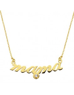 9K GARGANTILLA ORO AMARILLO MAMA CON CIRCONITA CADENA FORZADA 45CM