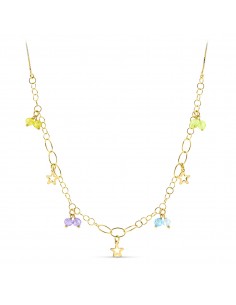 18K GARGANTILLA ORO AMARILLO PIEDRAS COLOR