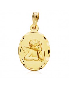 9K MEDALLA ORO AMARILLO ANGEL BURLON OVAL 23X14 MM