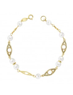9K PULSERA COMUNION PERLA 5 MM 18CM