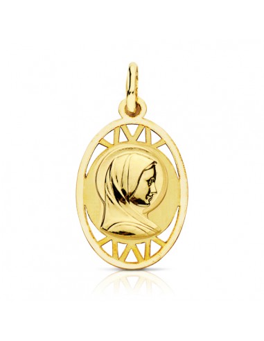 9K MEDALLA ORO AMARILLO VIRGEN FRANCESA 19X13 MM