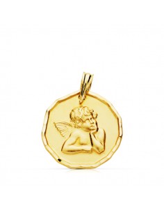 9K MEDALLA ORO AMARILLO ANGEL BURLON 16 MM LIGERO