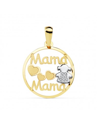9K COLGANTE MAMA BICOLOR NIÑA 18 MM
