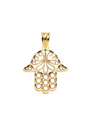 9K COLGANTE ORO AMARILLO MANO DE FATIMA TALLADA. MEDIDA: 20 X 18 MM