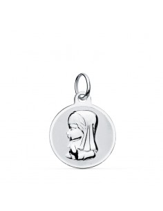 9K MEDALLA ORO AMARILLO ORO BLANCO VIRGEN NIÑA 14 MM