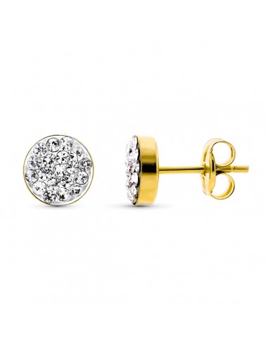 9K PENDIENTES ORO AMARILLO REDONDOS CON CIRCONITA 6 MM CIERRE PRESION