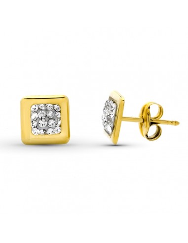 9K PENDIENTES ORO AMARILLO CUADRADOS 6.5X6.5 MM CIERRE PRESION