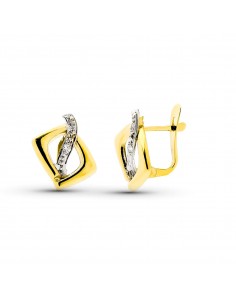 9K PENDIENTES ORO BICOLOR COMUNION CIRCONITA 15X11 MM CIERRE CATALAN