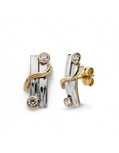 9K PENDIENTES BICOLOR 15X6 MM CIERRE PRESION