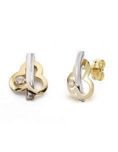 9K PENDIENTES BICOLOR CIRCONITA 12X9 MM CIERRE PRESION