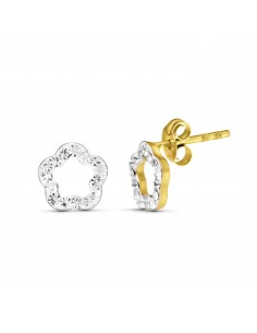 9K PENDIENTES ORO AMARILLO CIRCONITA 7X7 MM CIERRE PRESION