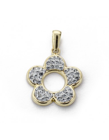 9K COLGANTE ORO AMARILLO FLOR CIRCONITA 16X14 MM