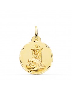 18K MEDALLA VIRGEN DE LAS ANGUSTIAS TALLADA 22 MM.