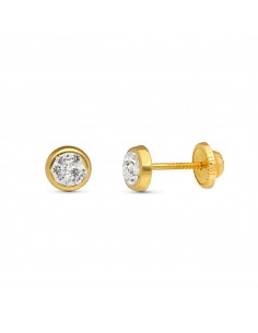 9K PENDIENTES ORO AMARILLO CIRCONITA CUAJO 5X5 MM CIERRE TUERCA