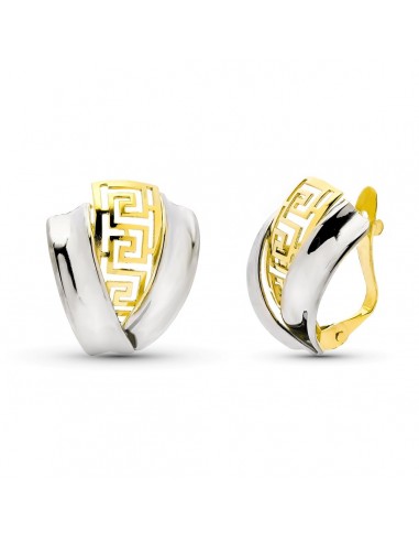 9K PENDIENTES ORO BICOLOR BANDAS 16X13 MM CATALAN