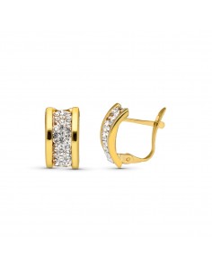 9K PENDIENTES ORO AMARILLO BANDAS CIRCONITA 12X7 MM CATALAN