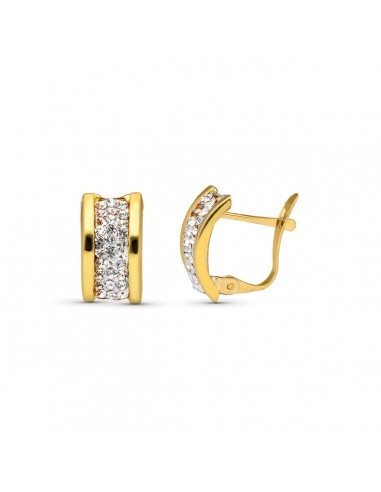 9K PENDIENTES ORO AMARILLO BANDAS CIRCONITA 12X7 MM CATALAN