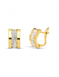 9K PENDIENTES ORO AMARILLO BANDAS CIRCONITA 12X7 MM CATALAN