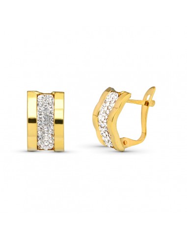 9K PENDIENTES ORO AMARILLO BANDAS CIRCONITA 12X7 MM CATALAN