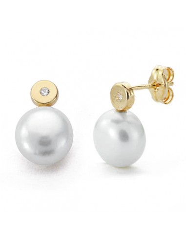 9K PENDIENTES ORO AMARILLO PERLA 12X8 MM CIERRE PRESION
