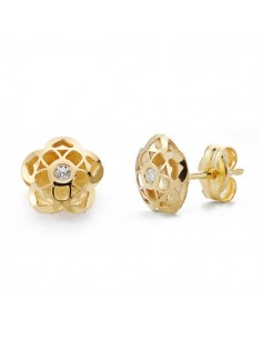 9K PENDIENTES ORO AMARILLO FLOR 7X7 MM CIERRE PRESION