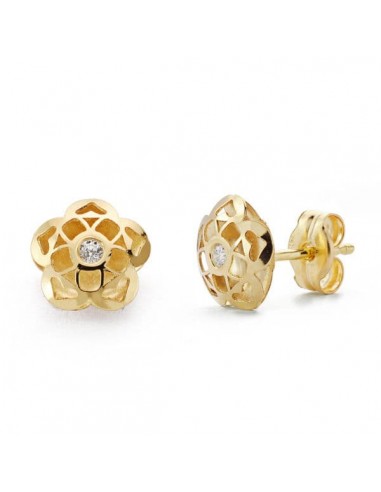 9K PENDIENTES ORO AMARILLO FLOR 7X7 MM CIERRE PRESION