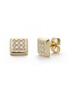 9K PENDIENTES ORO AMARILLO CUADRADOS 7X7 MM CIERRE PRESION