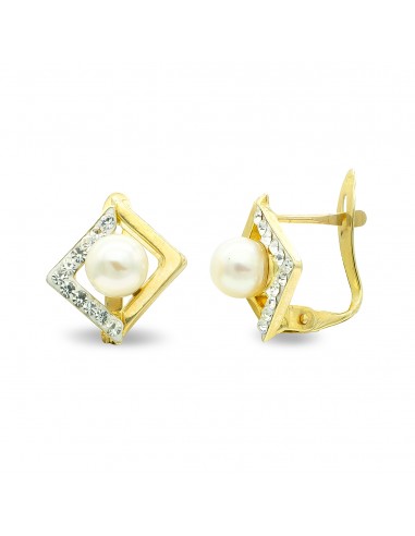 9K PENDIENTES ORO BICOLOR CIRCONITA 11X10 MM CIERRE CATALAN