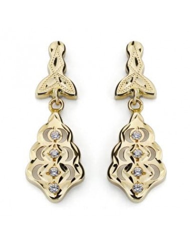 9K PENDIENTES ORO AMARILLO CUBANAS CIRCONITA 27X9 MM CIERRE CATALAN