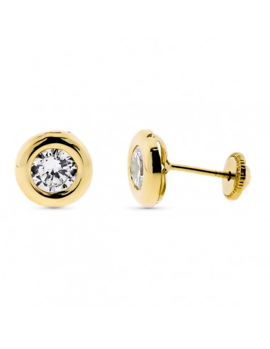 9K PENDIENTES ORO AMARILLO CHATÓN 7 50 MM CIRCONITA 6 MM CIERRE TUERCA