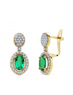 9K PENDIENTES ESMERALDA 0.98 QT Y CIRCONITA 18X8 MM