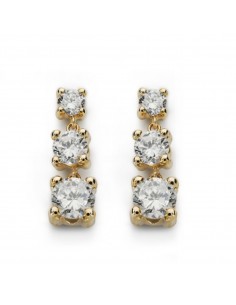 9K PENDIENTES ORO AMARILLO TRES GARRAS DISMINUCION CIERRE PRESION