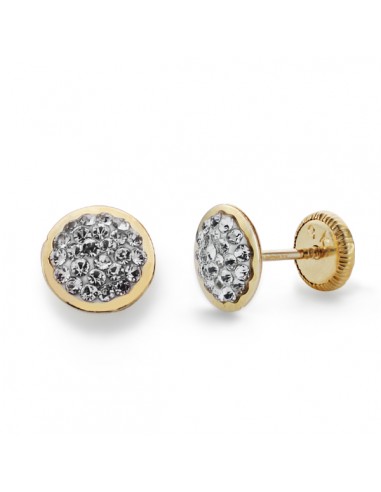 9K PENDIENTES ORO AMARILLO CIRCONITA 6 MM CIERRE TUERCA