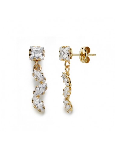 9K PENDIENTES ORO AMARILLO CIRCONITA 19X4 MM CIERRE PRESION