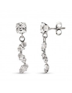 9K PENDIENTES CARRE Y MARQUIS ORO BLANCO 20X4 MM CIERRE PRESION