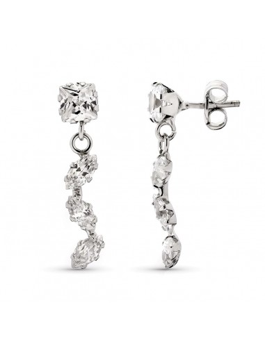 9K PENDIENTES CARRE Y MARQUIS ORO BLANCO 20X4 MM CIERRE PRESION