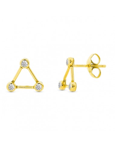 9K PENDIENTES ORO AMARILLO TRIANGULO CON CIRCONITA 8X8 MM. CIERRE PRESION