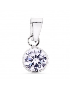 9K COLGANTE ORO BLANCO REDONDO CHATON CON CIRCONITA 6 MM