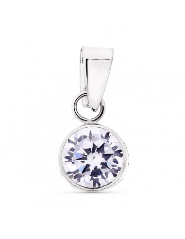 9K COLGANTE ORO BLANCO REDONDO CHATON CON CIRCONITA 6 MM