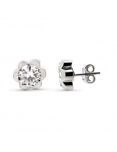 9K PENDIENTES ORO BLANCO MARGARITA LIGERA 6X6 MM CIERRE PRESION