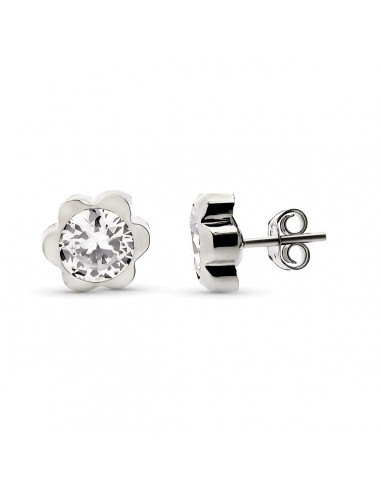 9K PENDIENTES ORO BLANCO MARGARITA LIGERA 6X6 MM CIERRE PRESION