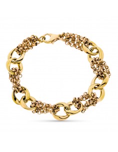 9K PULSERA ORO AMARILLO HUECA TRICOLOR 18CM