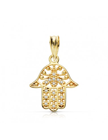 9K COLGANTE MANO FATIMA ORO AMARILLO CIRCONITA 17X14 MM
