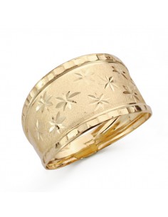 9K SORTIJA ORO AMARILLO ESTAMPADA ACABADO DIAMANTADO ANCHO TOTAL 13 MM
