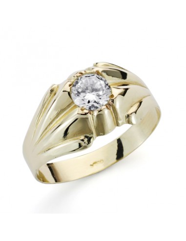 9K SOLITARIO ORO AMARILLO HUECO EN BRILLO CON CIRCONITA DE 5  MM. ANCHO: 10 MM