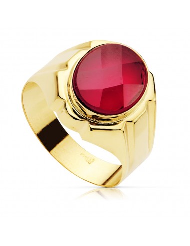 9K SELLO ORO AMARILLO HUECO CABALLERO RUBI SPINEL 12 5 X 10 MM