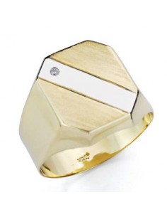 9K SELLO ORO AMARILLO BANDA ORO BLANCO CON CIRCONITA HUECO. MEDIDA: 17 X 13 5 MM