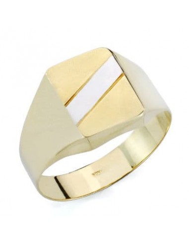9K SELLO ORO AMARILLO BANDA ORO BLANCO HUECO EN BRILLO. ZONA GRABADO: 15X10 5 MM