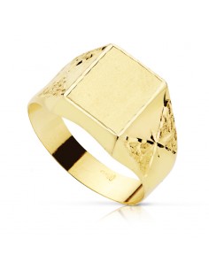 9K SELLO ORO AMARILLO HUECO TALLADO RECTANGULAR ZONA GRABADO 10X9 MM