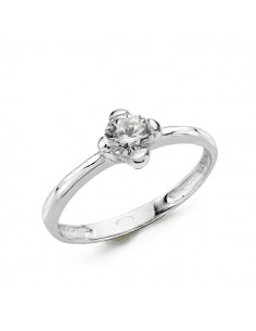 9K SOLITARIO ORO BLANCO CON CIRCONITA EN 4 GARRAS DE 5MM